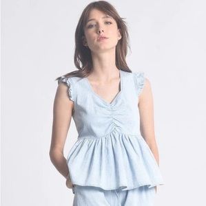 Molly Bracken Tie-Back Denim Peplum Top